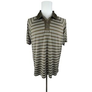 Oakley Golf Polo Men’s Large Olive Green Striped Ranch Country Club Logo Shirt
